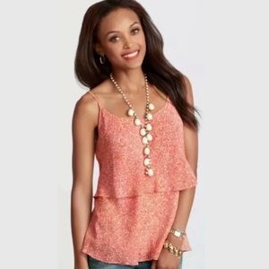 Cabi Tiered Ruffle Cami Paprika Dot Print medium